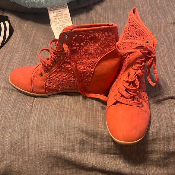 Nature Breeze Shoes - Coral color see through lace spring/summer boot
